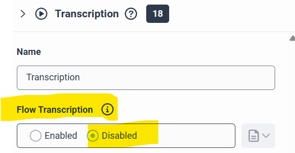 Transcription Setting architect where its disabled